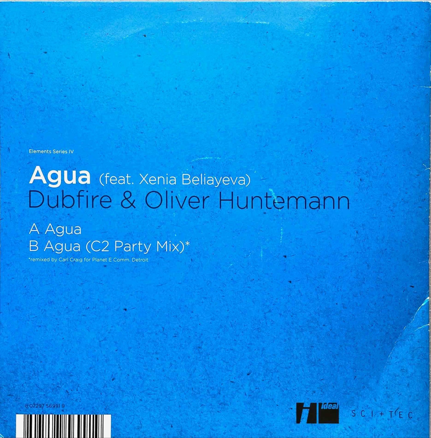 Dubfire & Oliver Huntemann Feat. Xenia Beliayeva – Agua 12 inch single sleeve image back