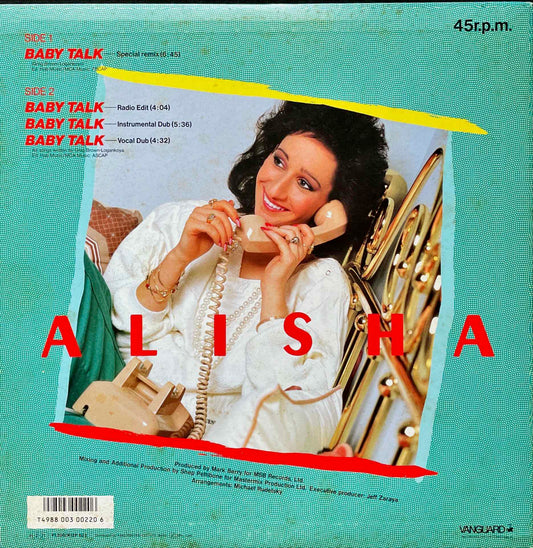 Alisha, Alisha - Baby Talk = ベイビー・トーク 12 inch single sleeve image back