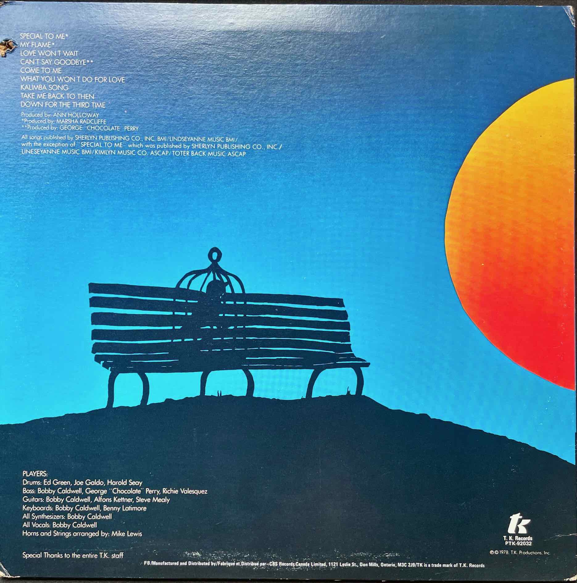 Bobby Caldwell – Bobby Caldwell LP sleeve image back
