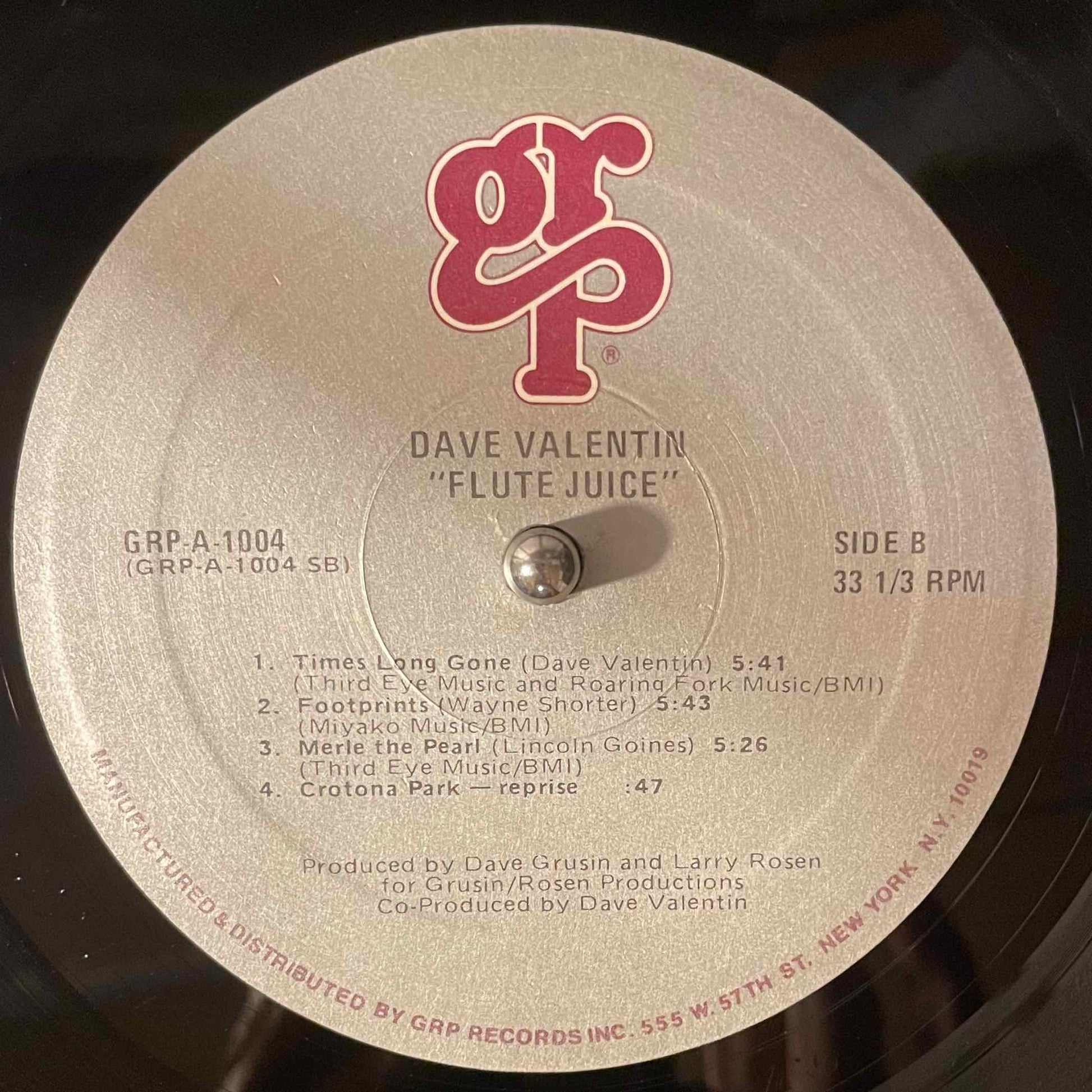 Dave Valentin – Flute Juice LP label image back