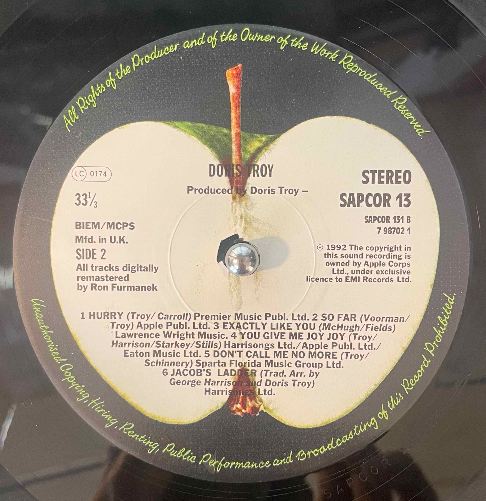 Doris Troy – Doris Troy LP label image side 2