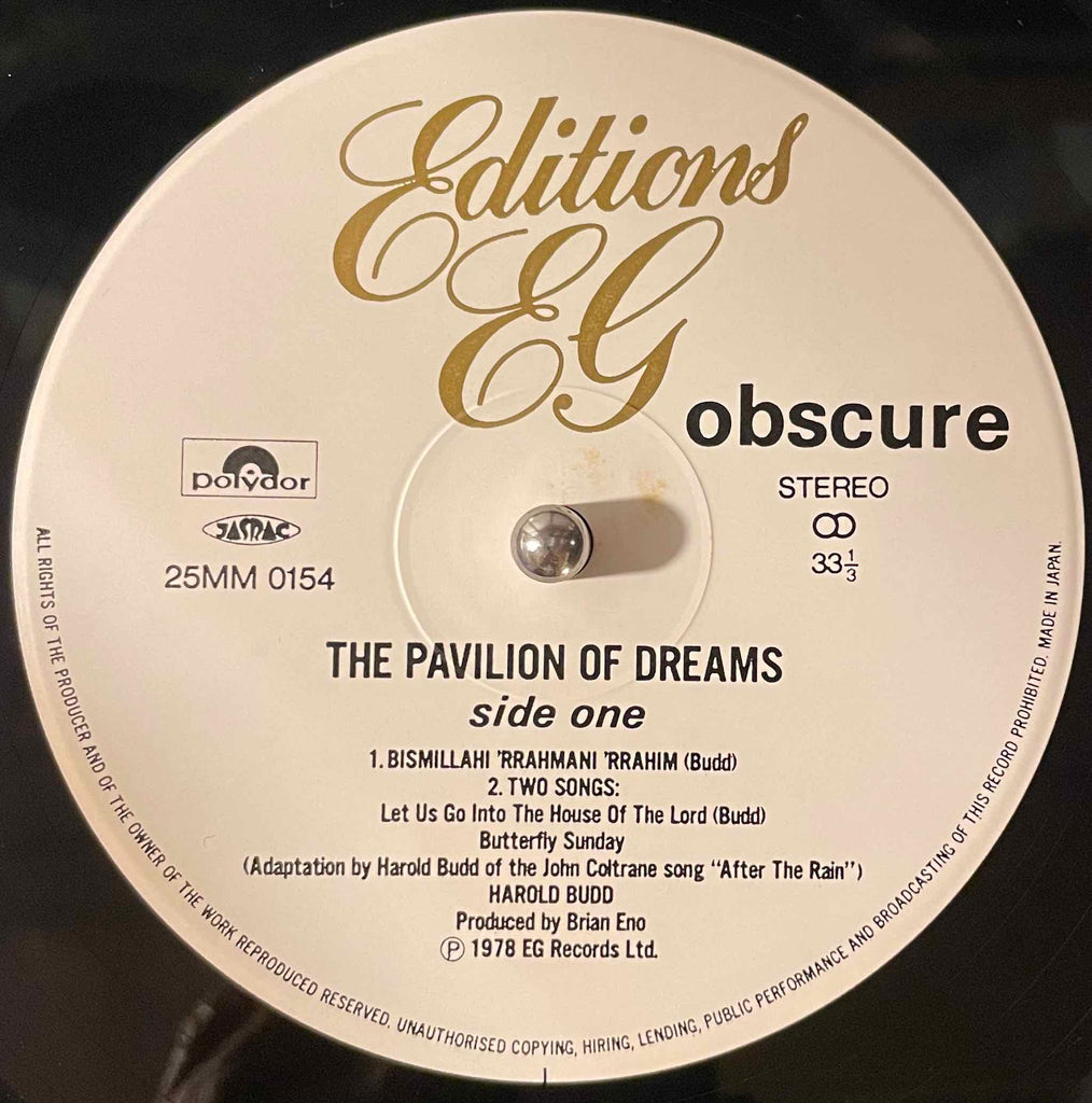 Harold Budd – The Pavilion Of Dreams LP Label image front