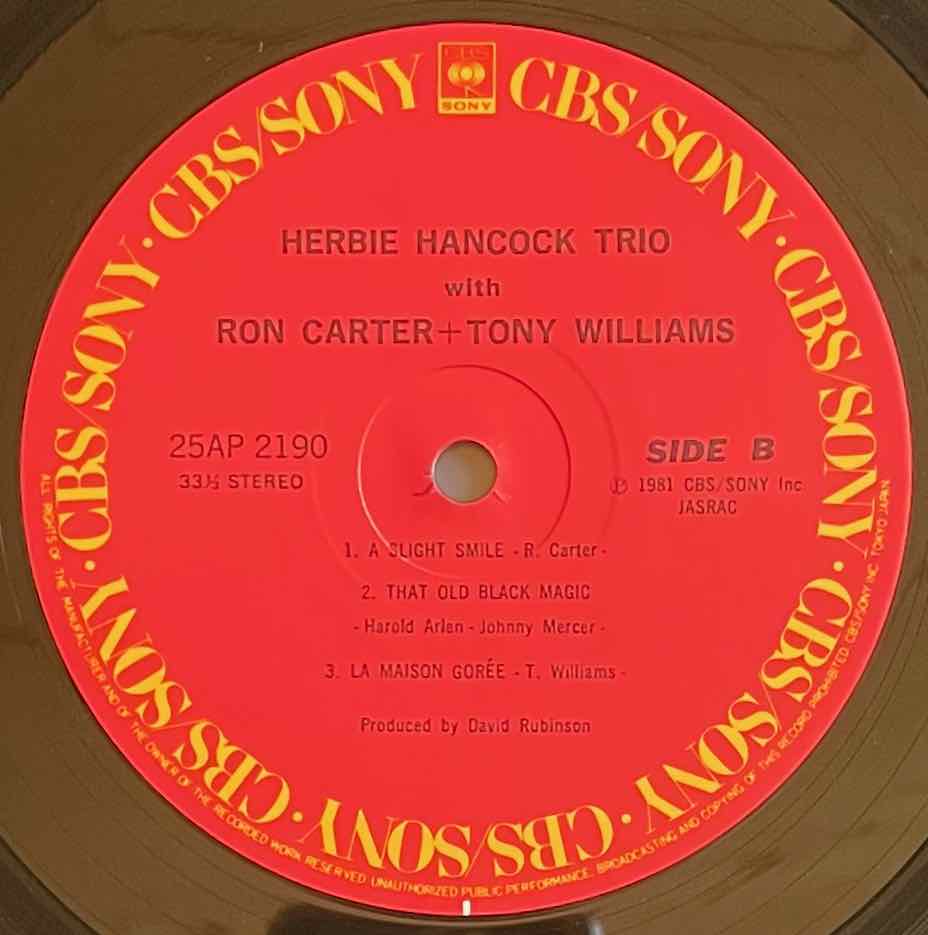 Herbie Hancock Trio With Ron Carter + Tony Williams – Herbie Hancock Trio With Ron Carter + Tony Williams LP Label image back