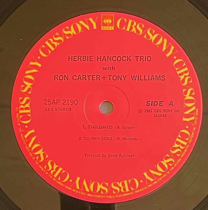 Herbie Hancock Trio With Ron Carter + Tony Williams – Herbie Hancock Trio With Ron Carter + Tony Williams LP Label image front