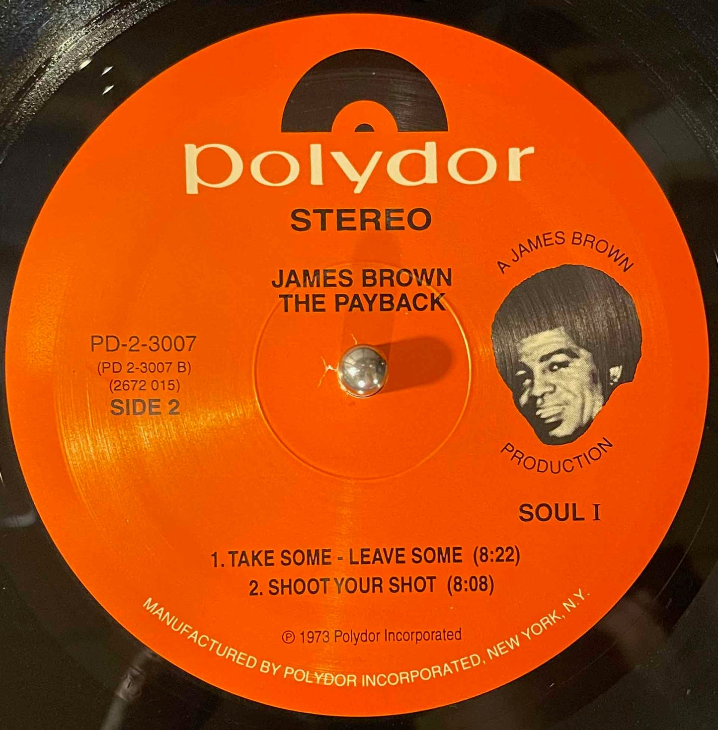 James Brown – The Payback LP label image side 2