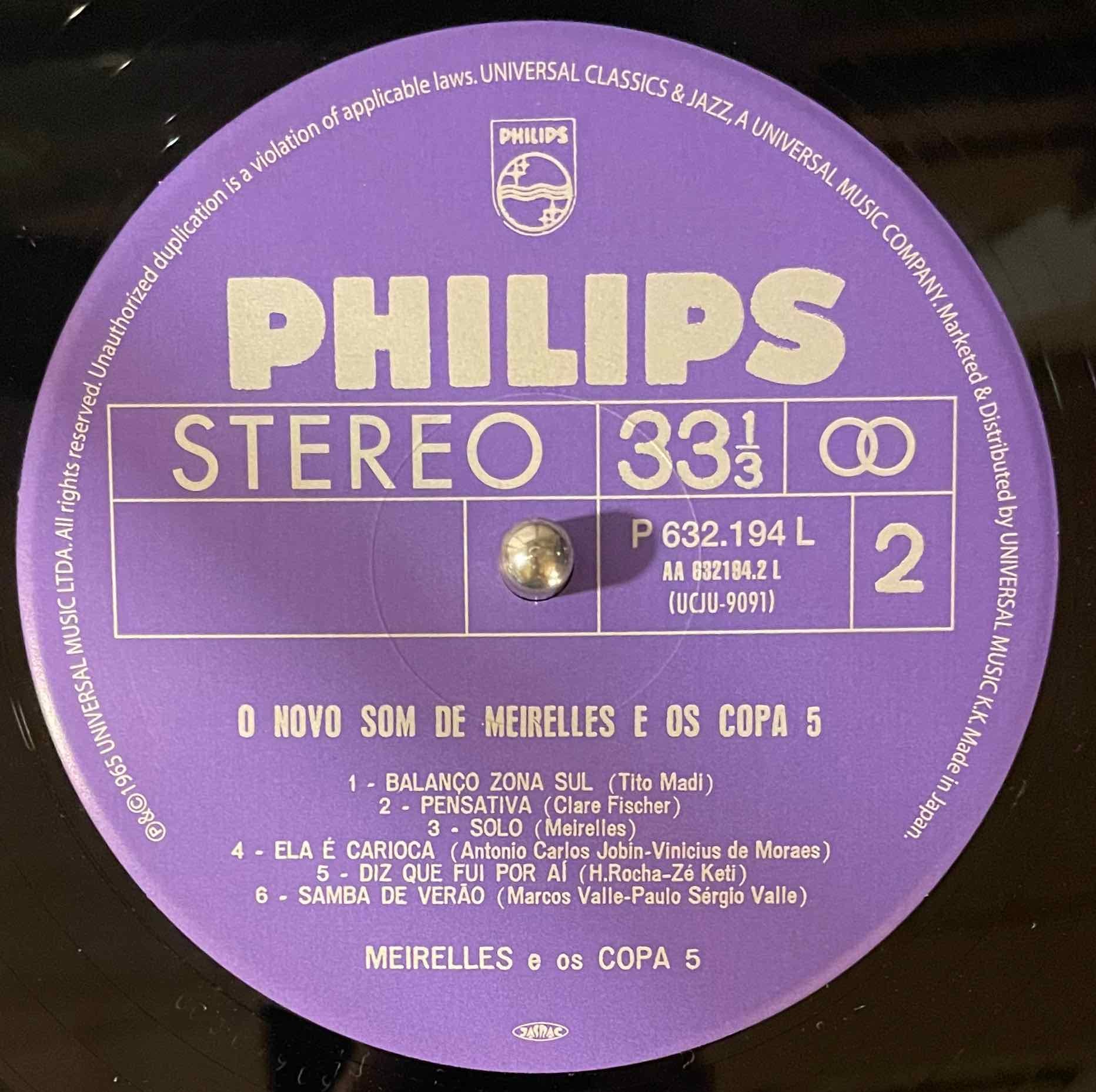 Meirelles E Os Copa 5 – O Nôvo Som LP label image back