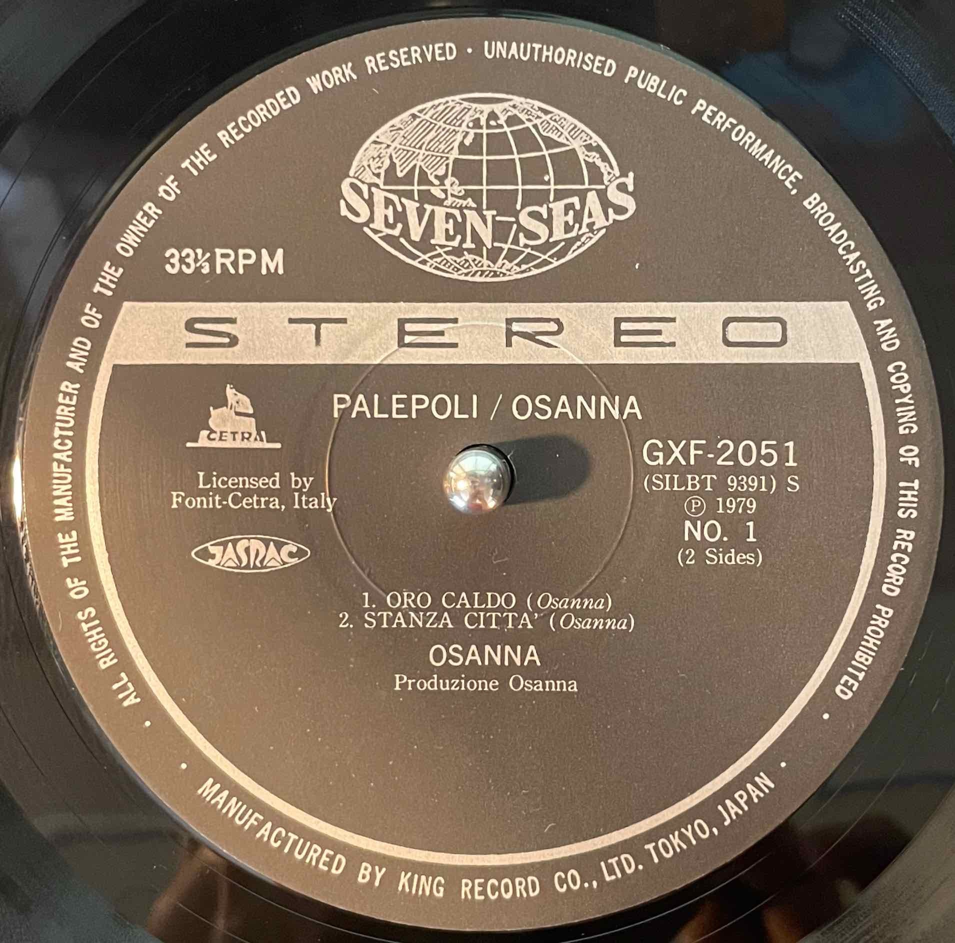 Osanna – Palepoli LP Label image back