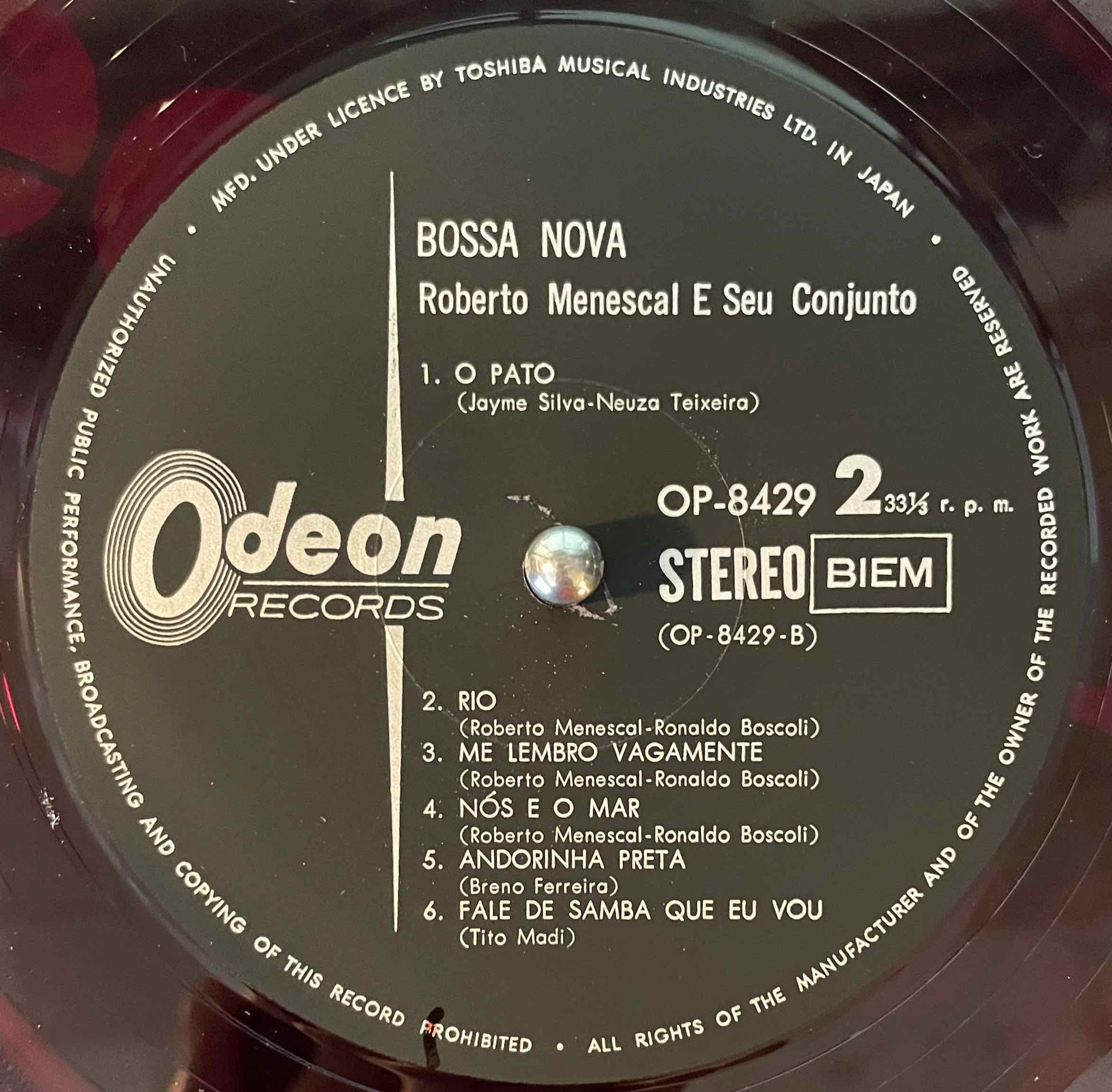 Roberto Menescal E Seu Conjunto – Bossa Nova LP labe image back