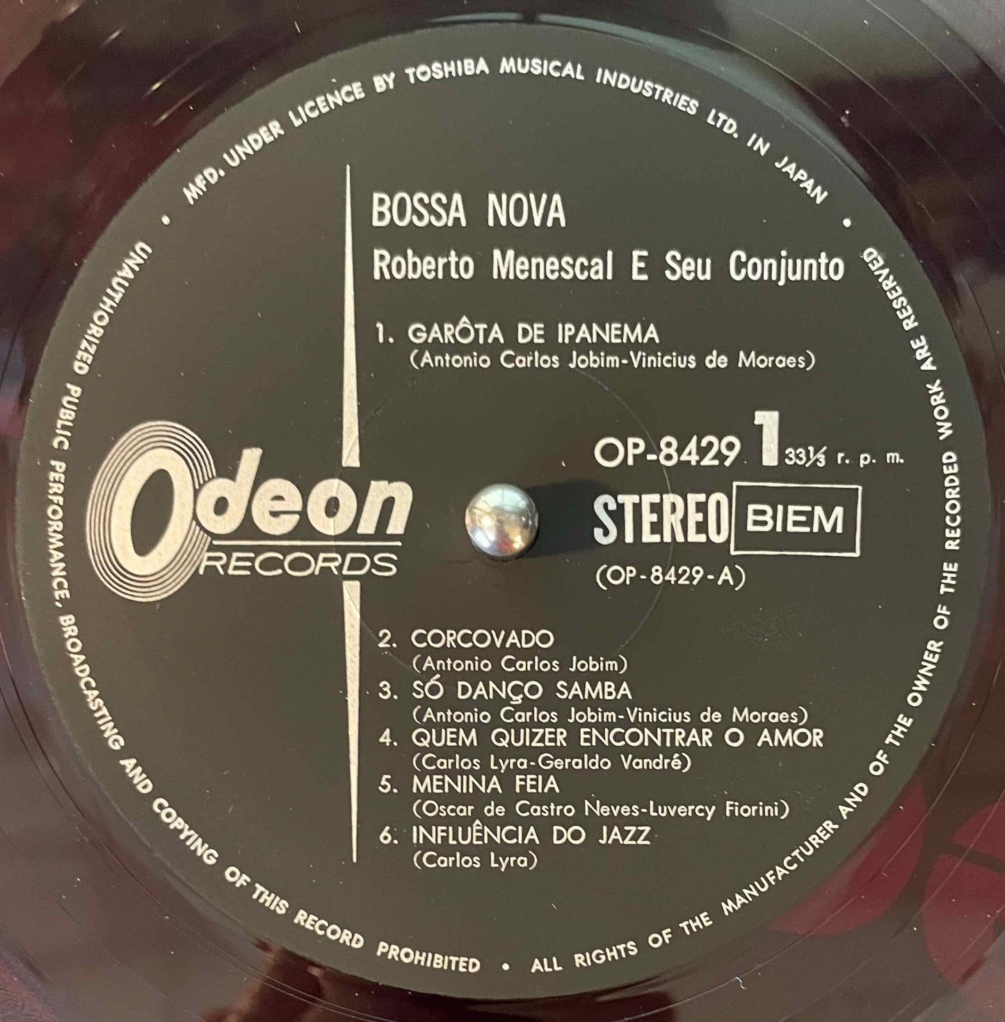 Roberto Menescal E Seu Conjunto – Bossa Nova LP labe image front