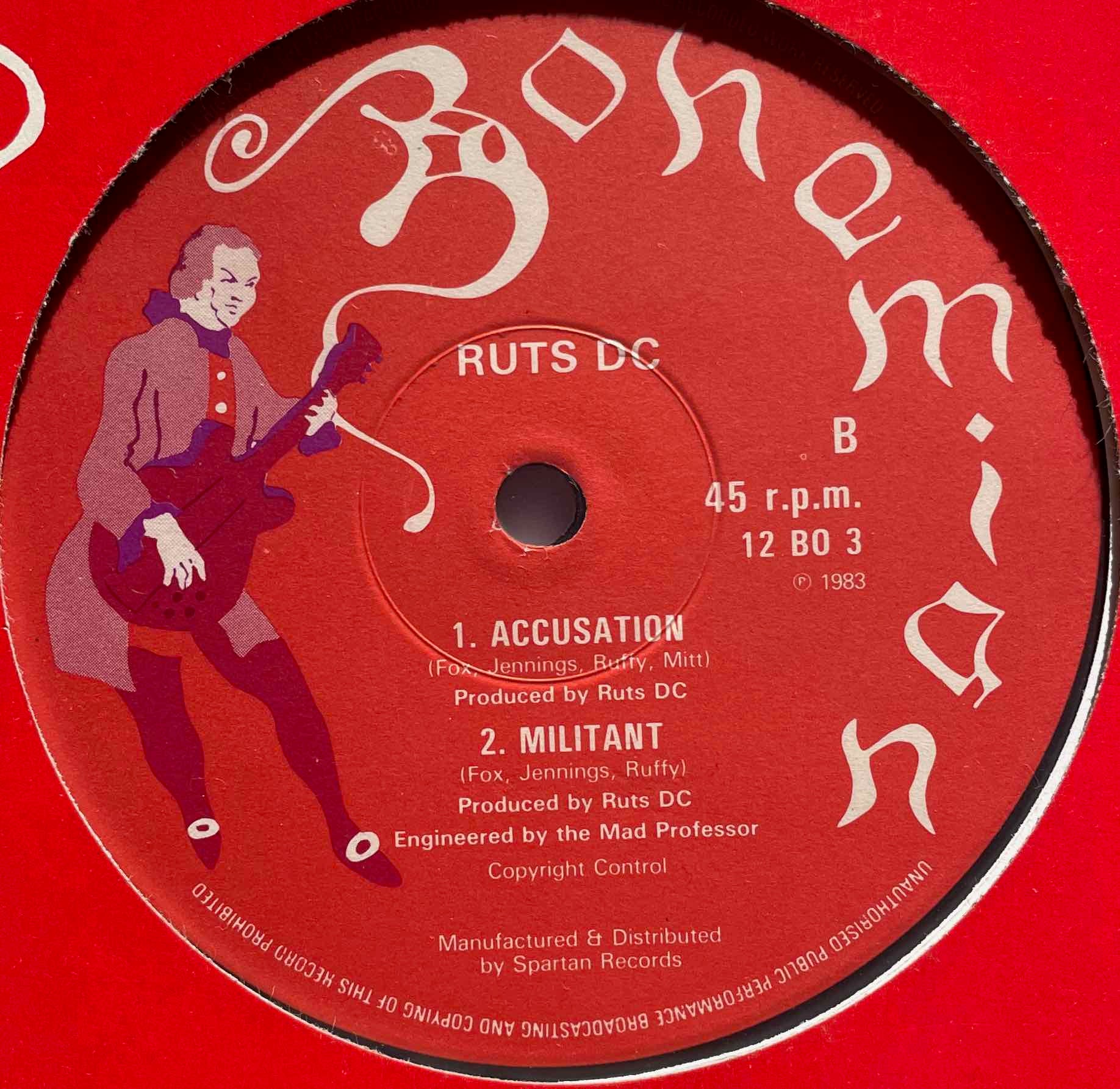 Ruts DC – Weak Heart  12 inch Single label image B side