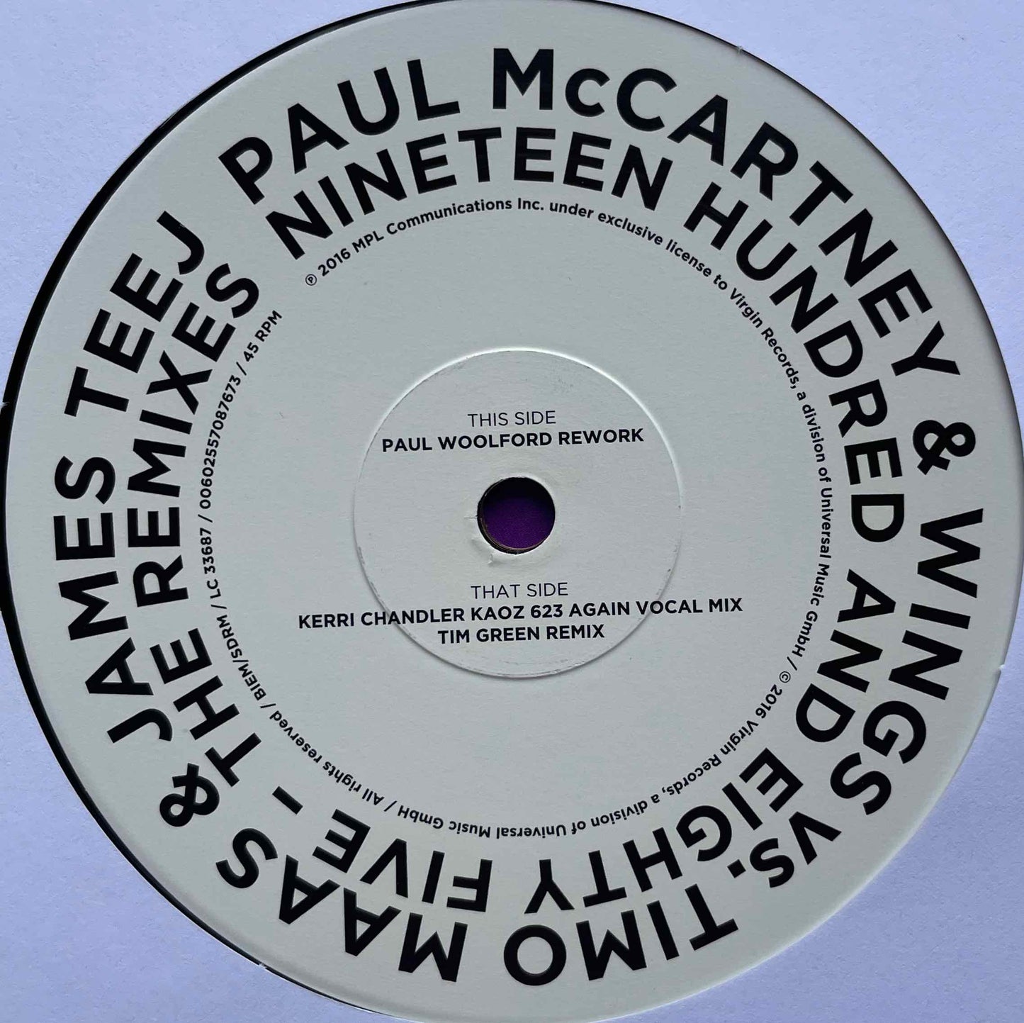 Wings, Timo Maas, James Teej - Nineteen Hundred And Eighty Five - The Remixes