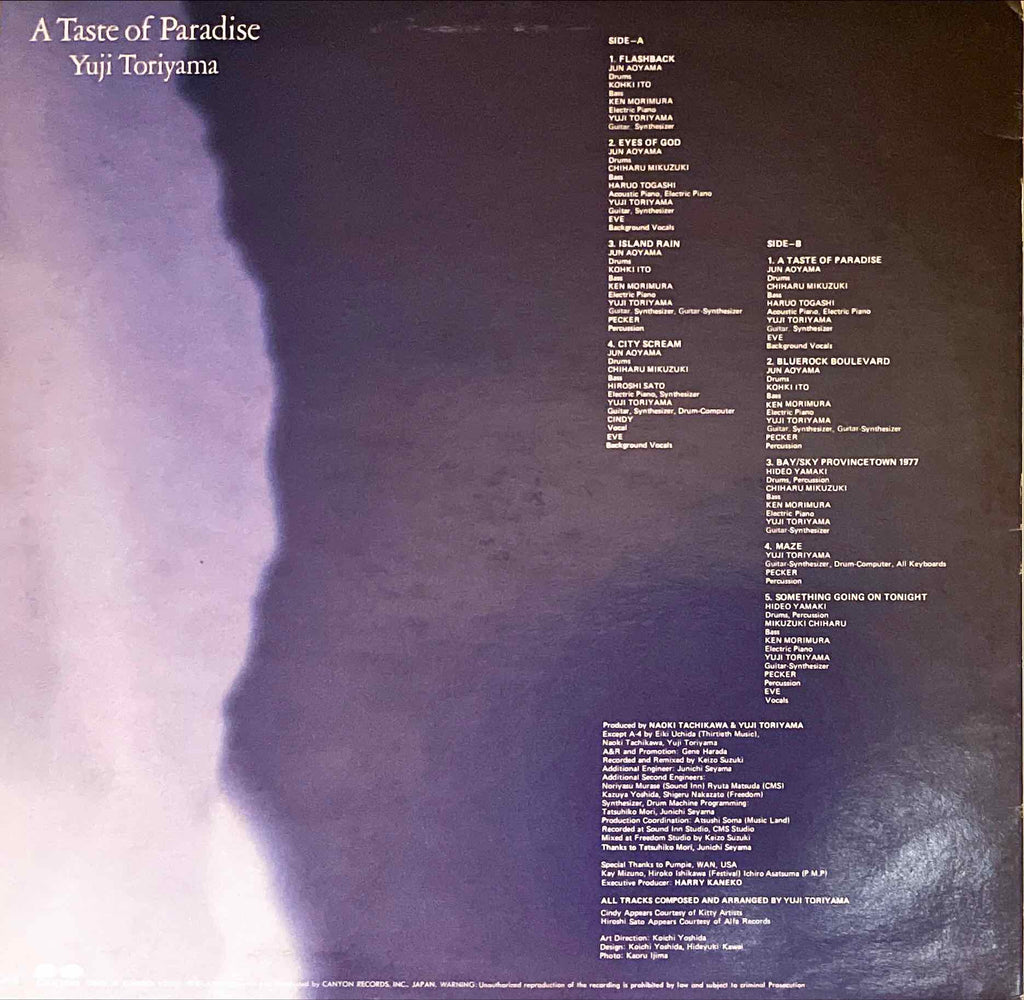 Yuji Toriyama – A Taste Of Paradise LP sleeve image back