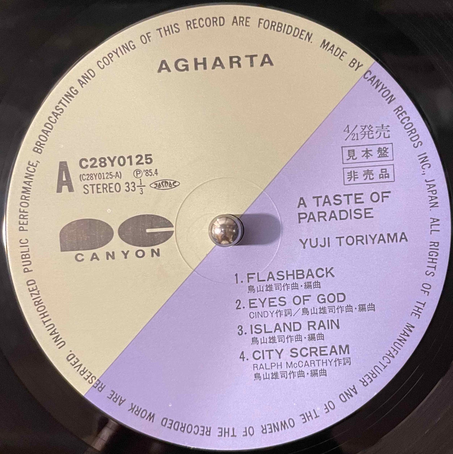 Yuji Toriyama – A Taste Of Paradise LP Label image front