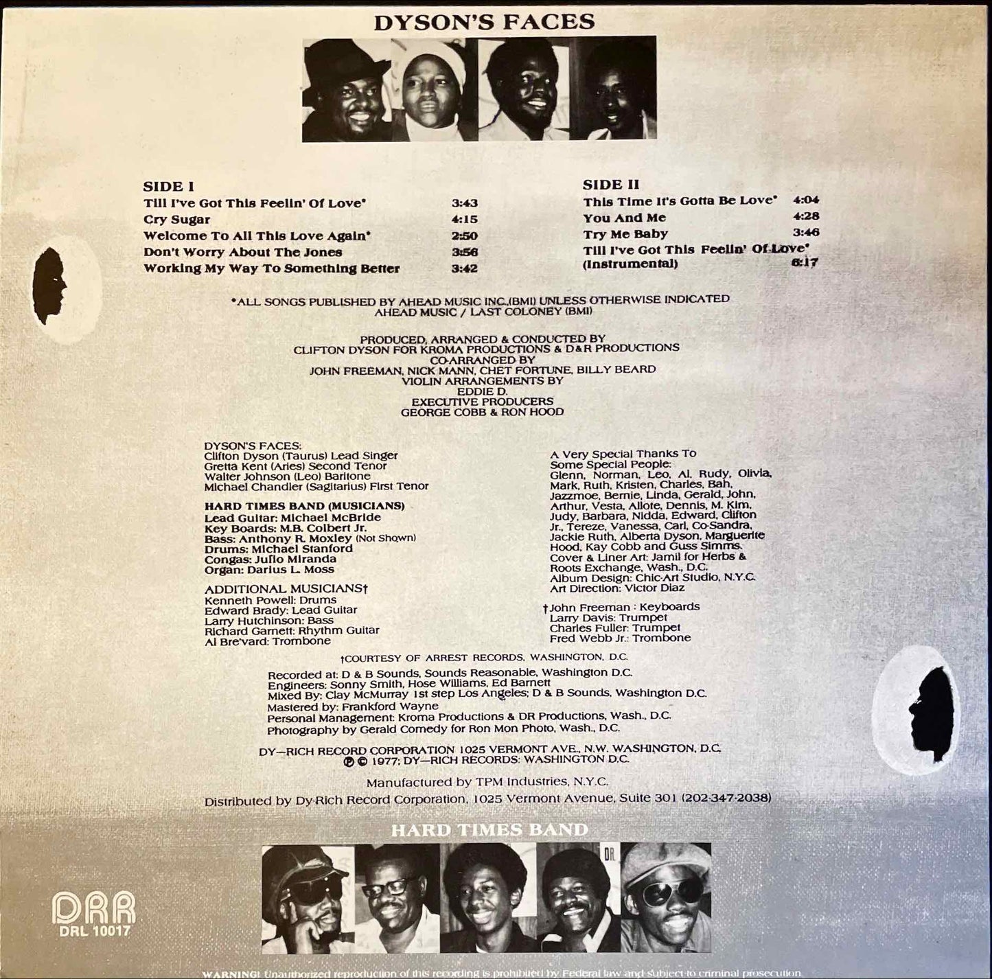Dyson's Faces – Dyson's Faces LP sleeve image back