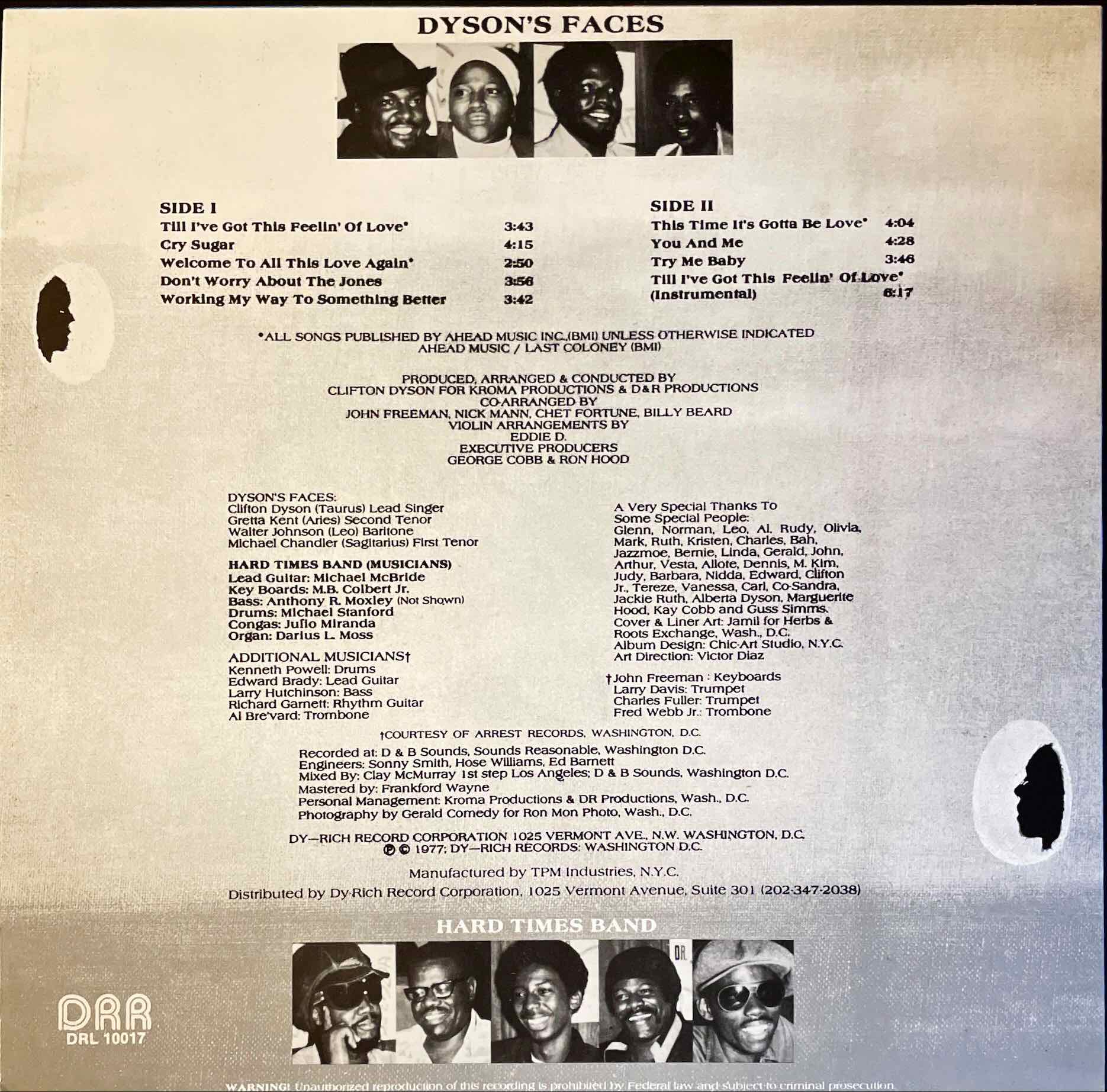 Dyson's Faces – Dyson's Faces LP sleeve image back