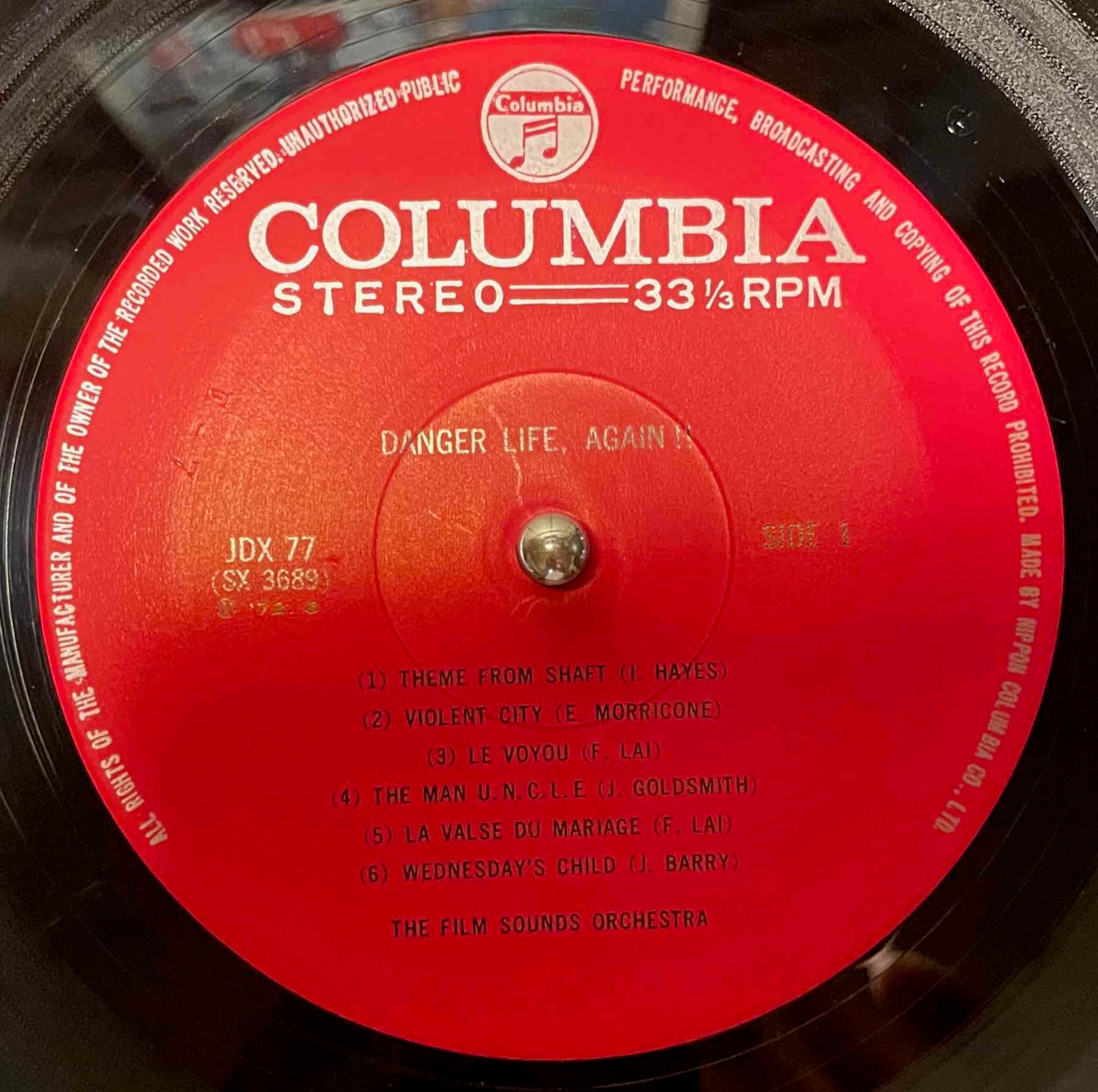 The Film Sounds Orchestra – Danger Life, Again!! LP label image side 1