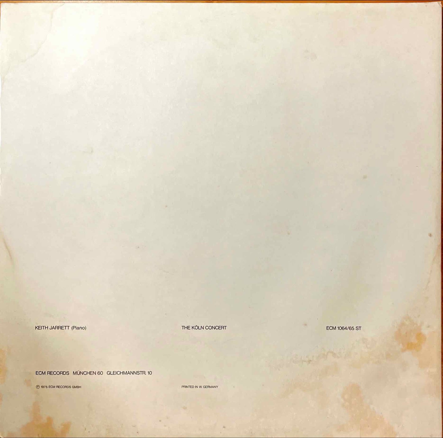 Keith Jarrett – The Koln Concert LP sleeve image back
