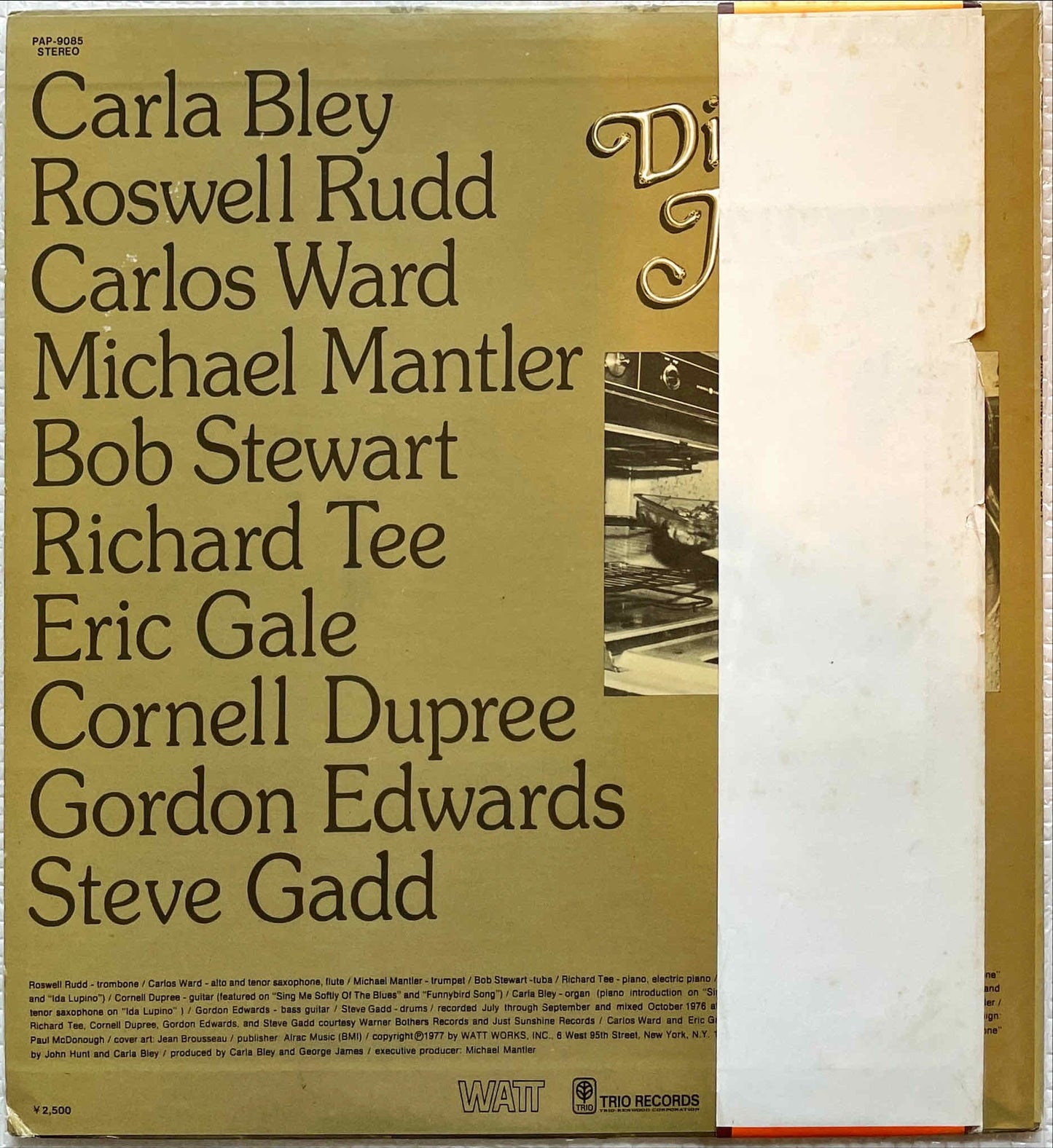 Carla Bley – Dinner Music LP sleeve image back