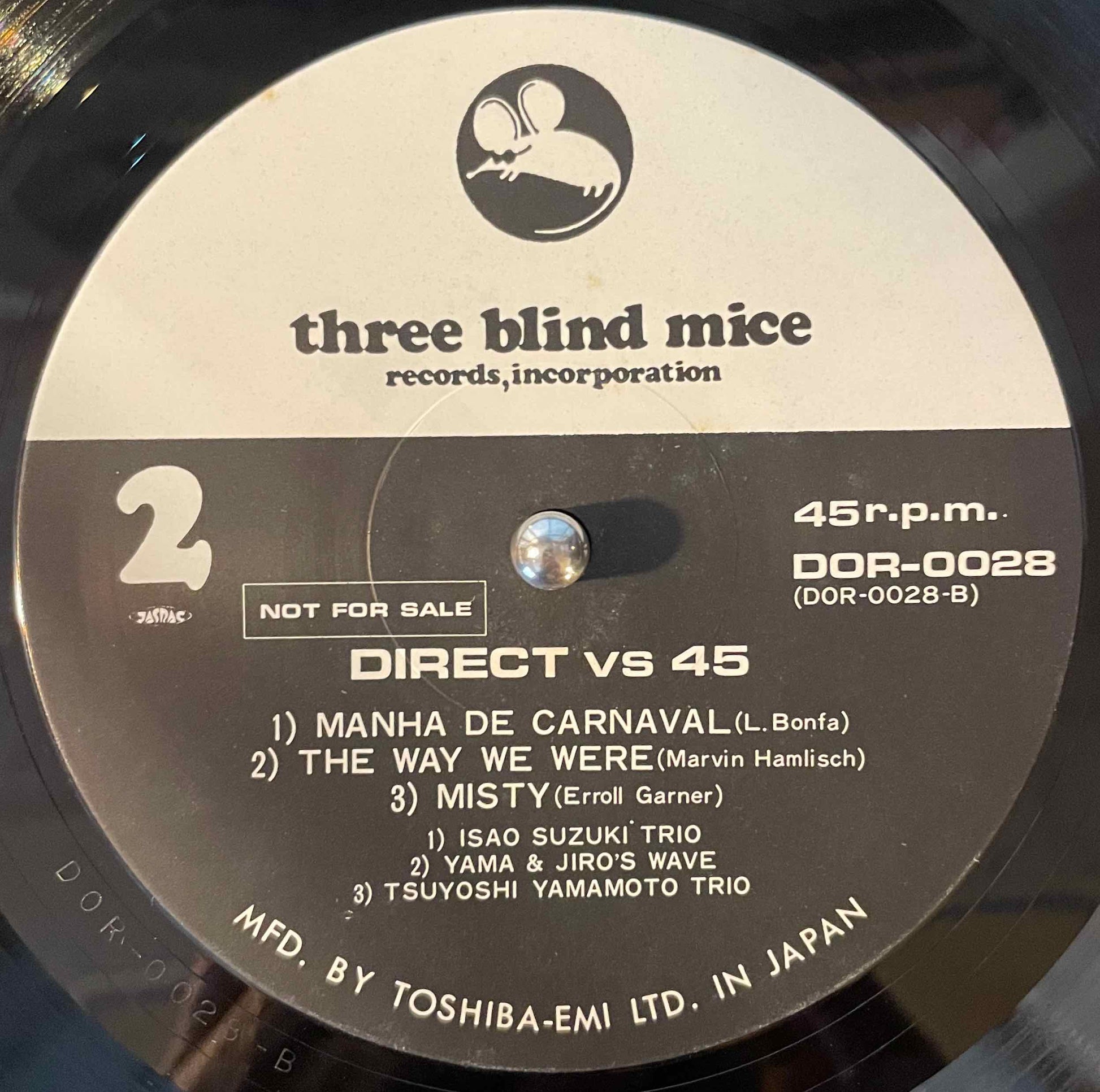 DAM Original Professional Record Direct Vs 45 LP Label back