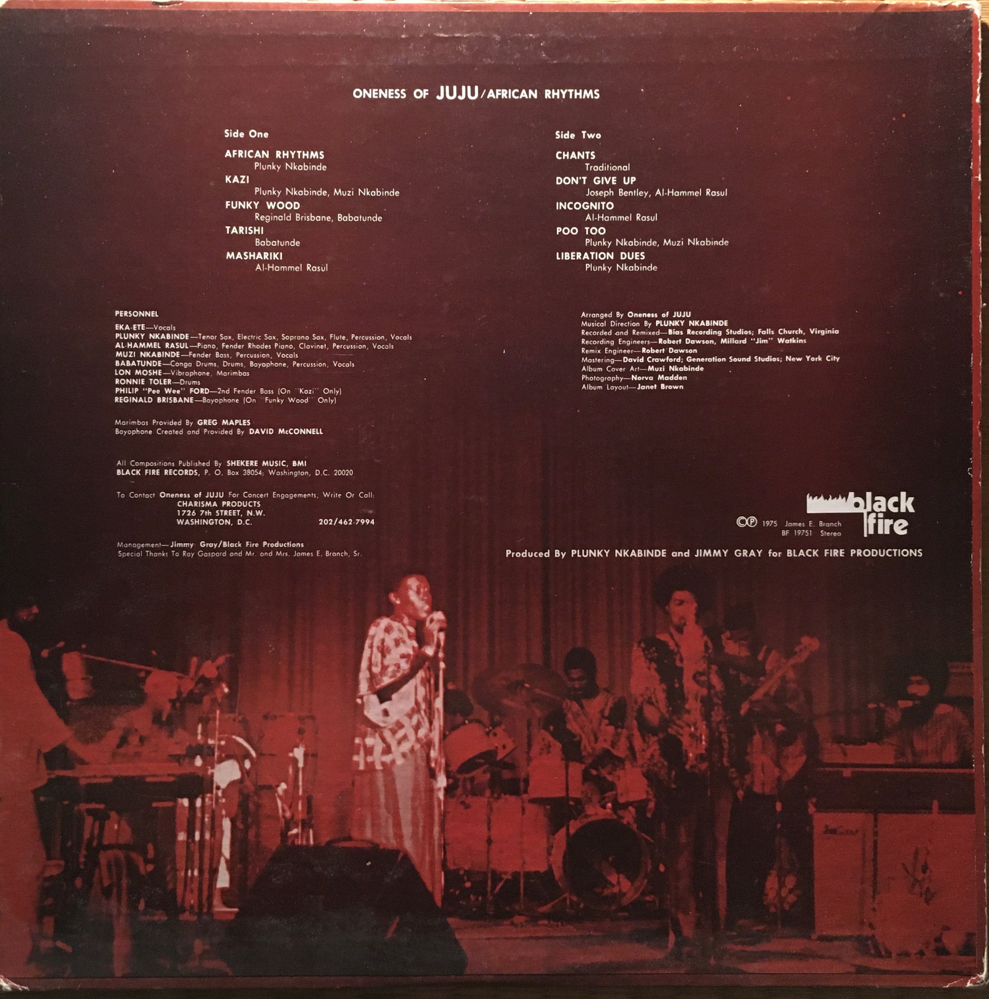 Oneness Of Juju – African Rhythms LP sleeve image back