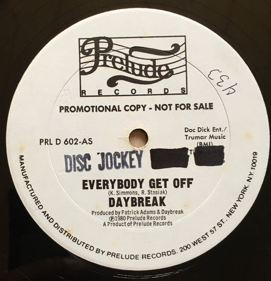 Daybreak – Everybody Get Off 12inch single label image a
