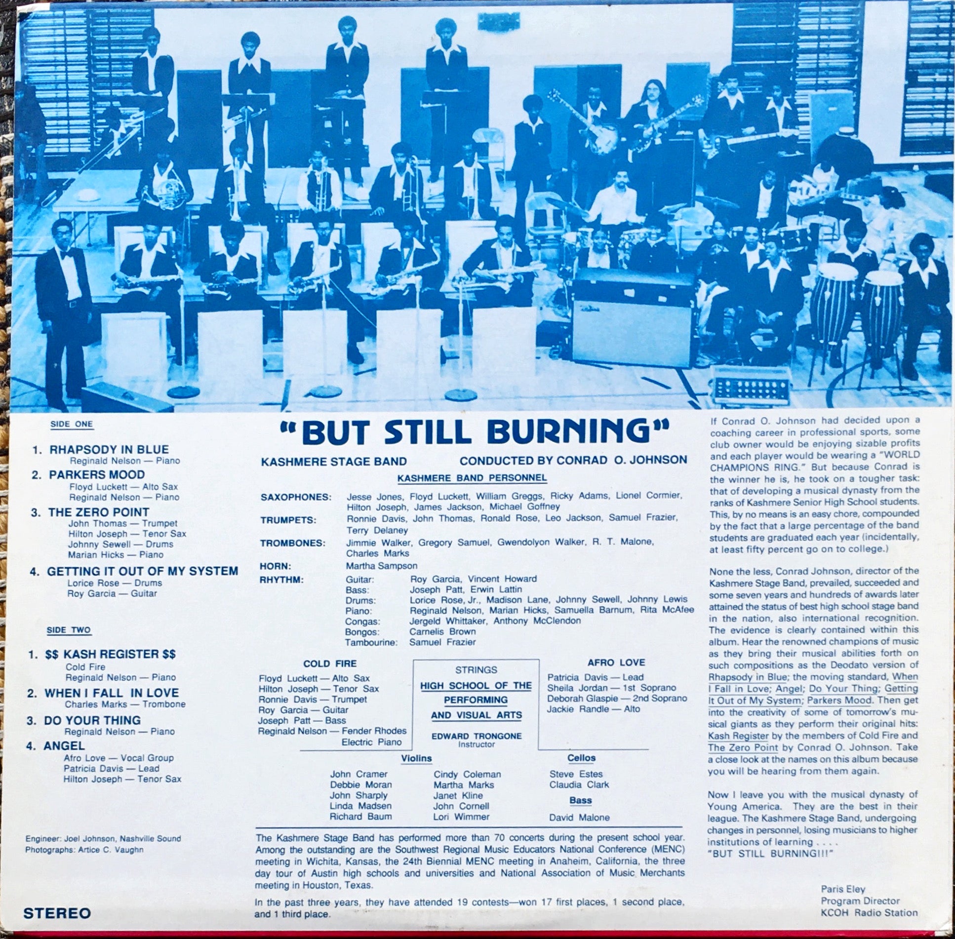 Kashmere Stage Band – Out Of Gas "But Still Burning" LP sleeve image back