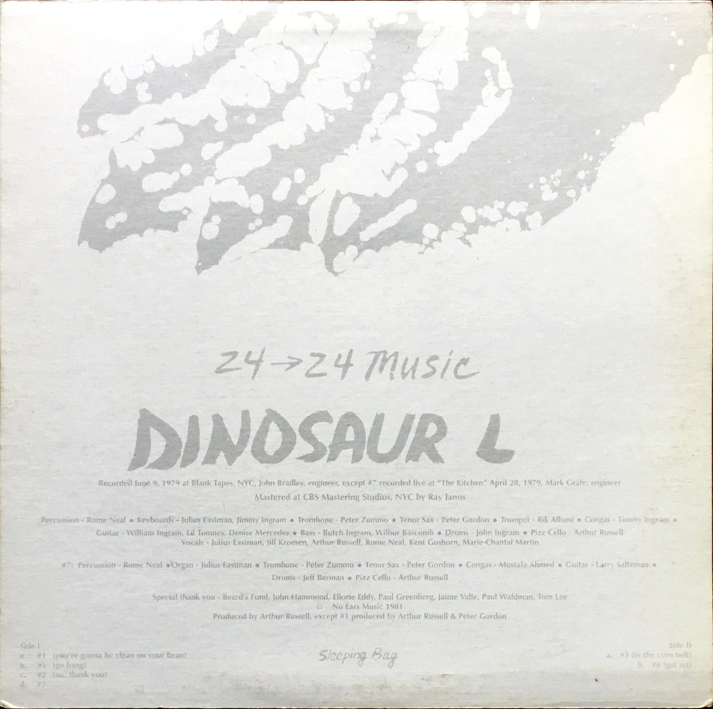 Dinosaur L – 24→24 Music LP sleeve image back