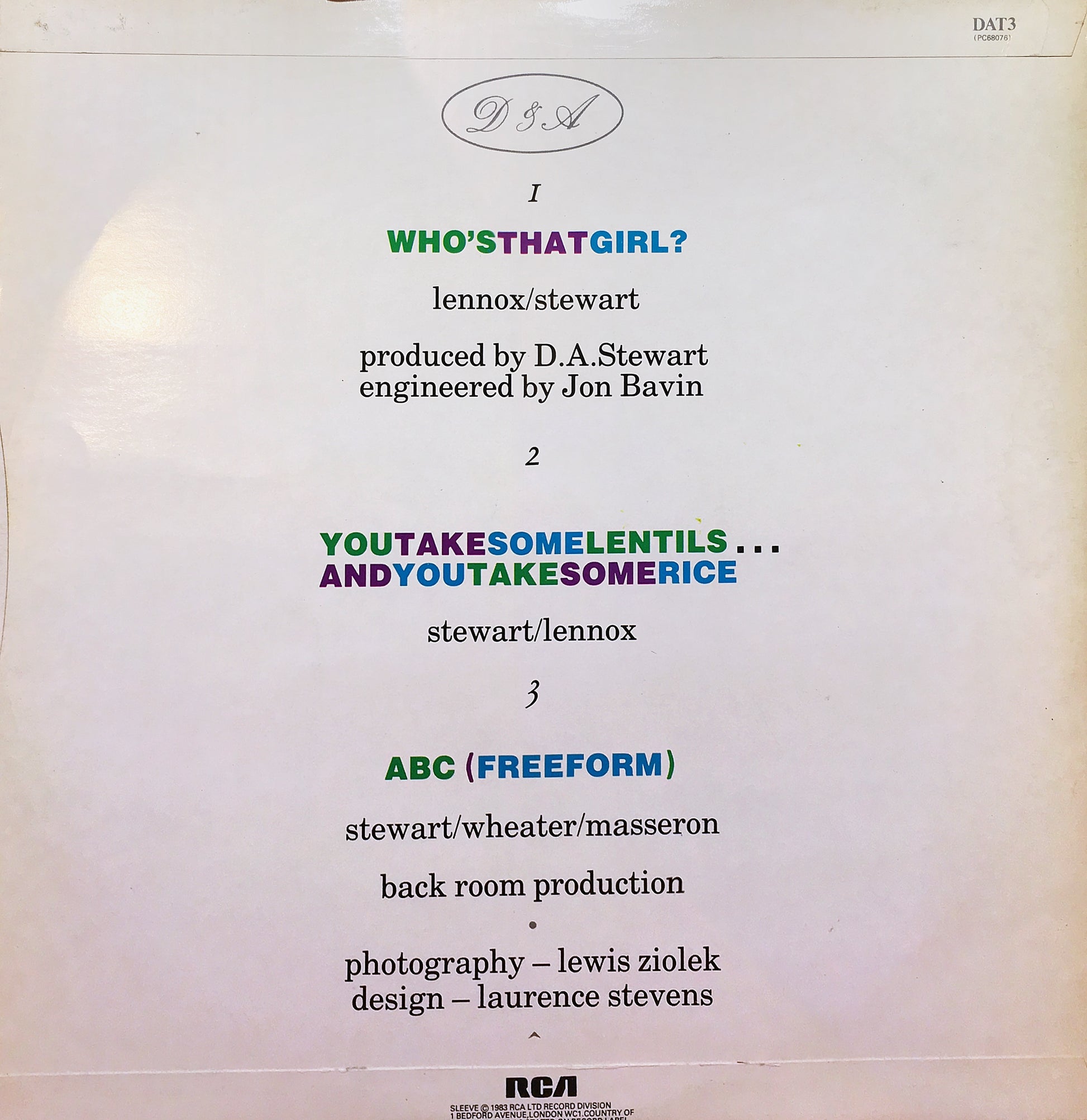 Eurythmics – Who's That Girl? - monads records