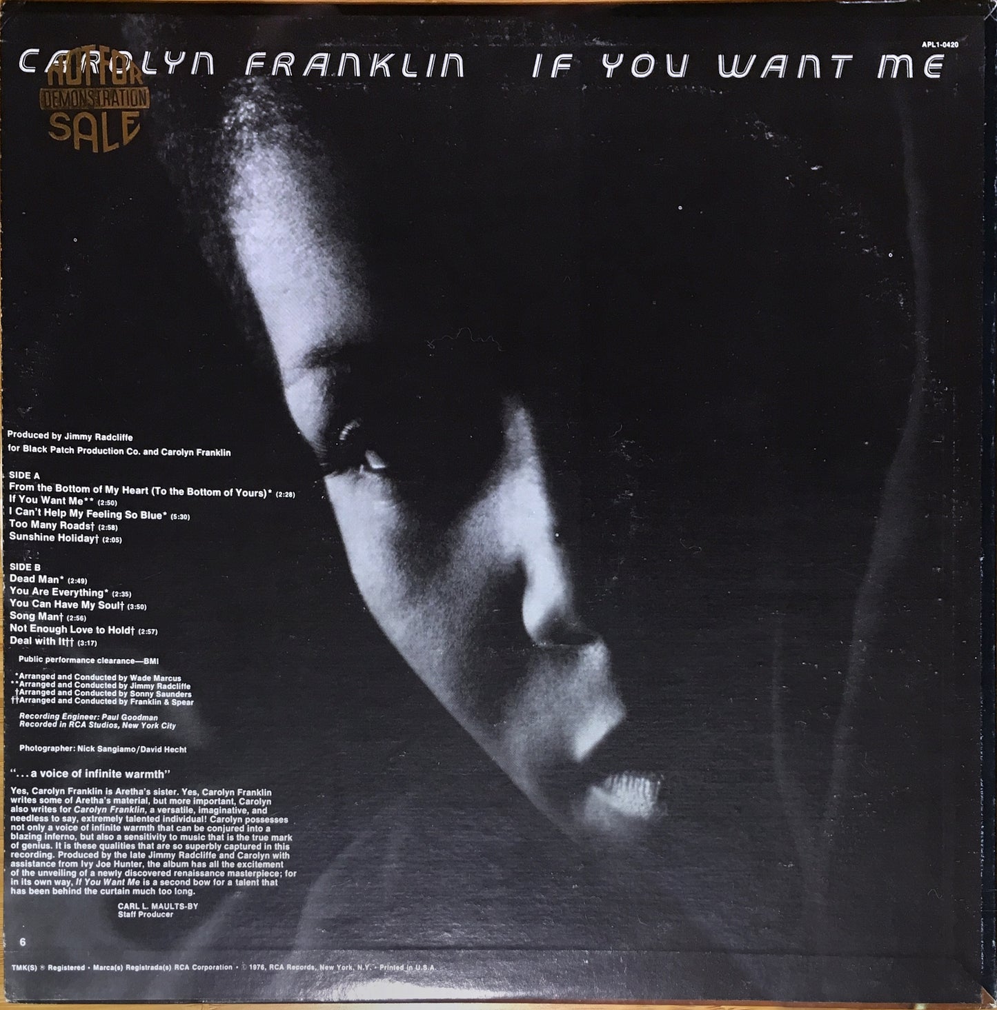 Carolyn Franklin – If You Want Me - monads records