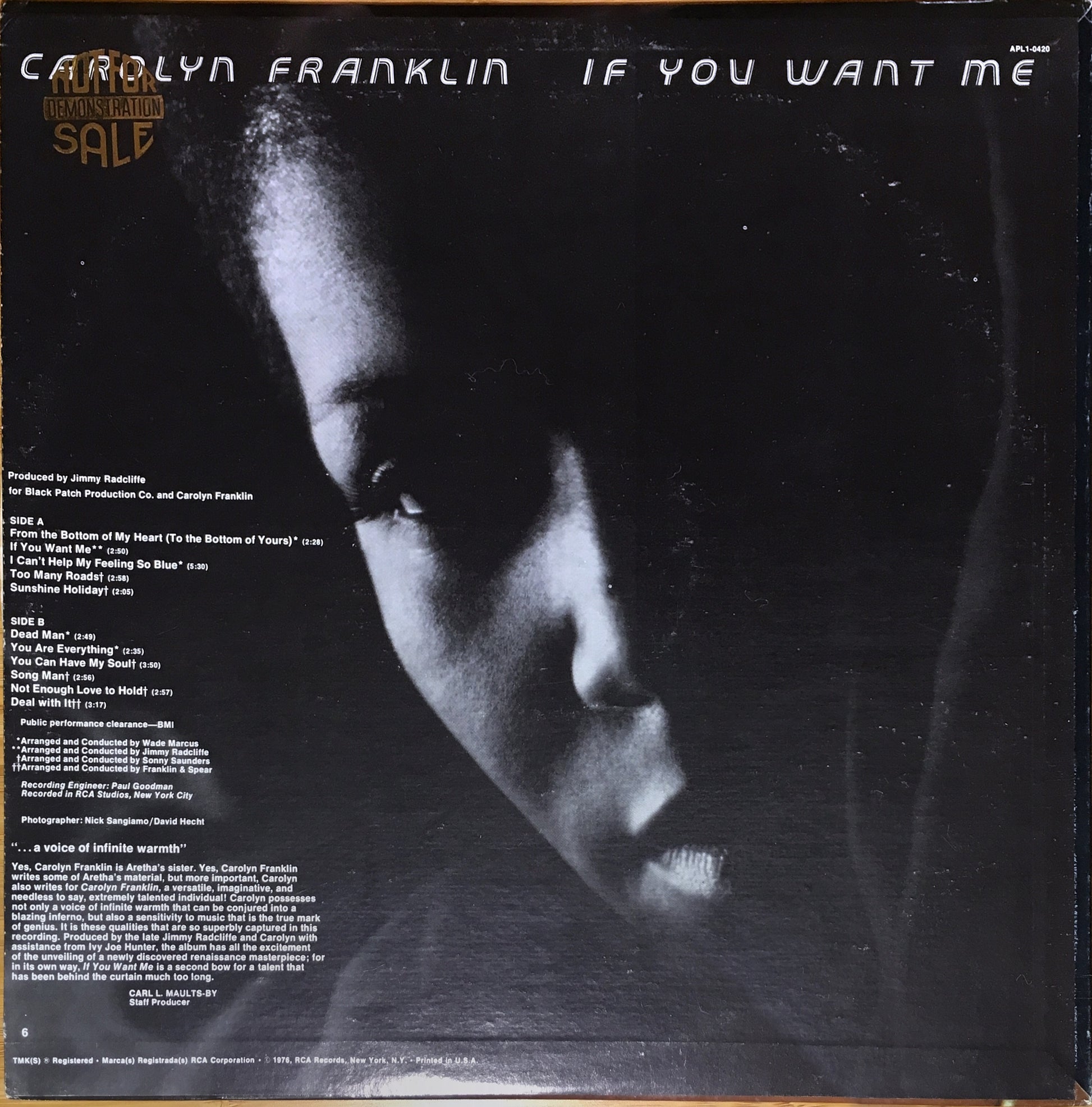 Carolyn Franklin – If You Want Me - monads records