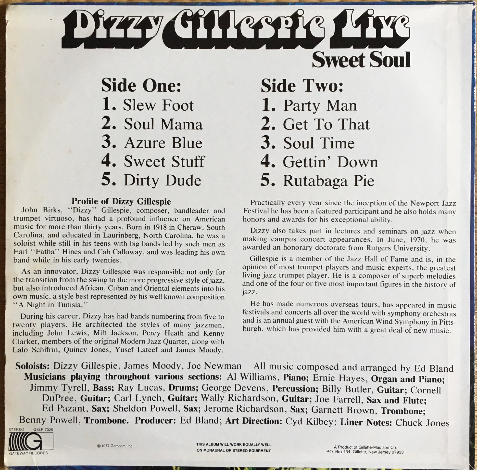 Dizzy Gillespie – Sweet Soul - monads records