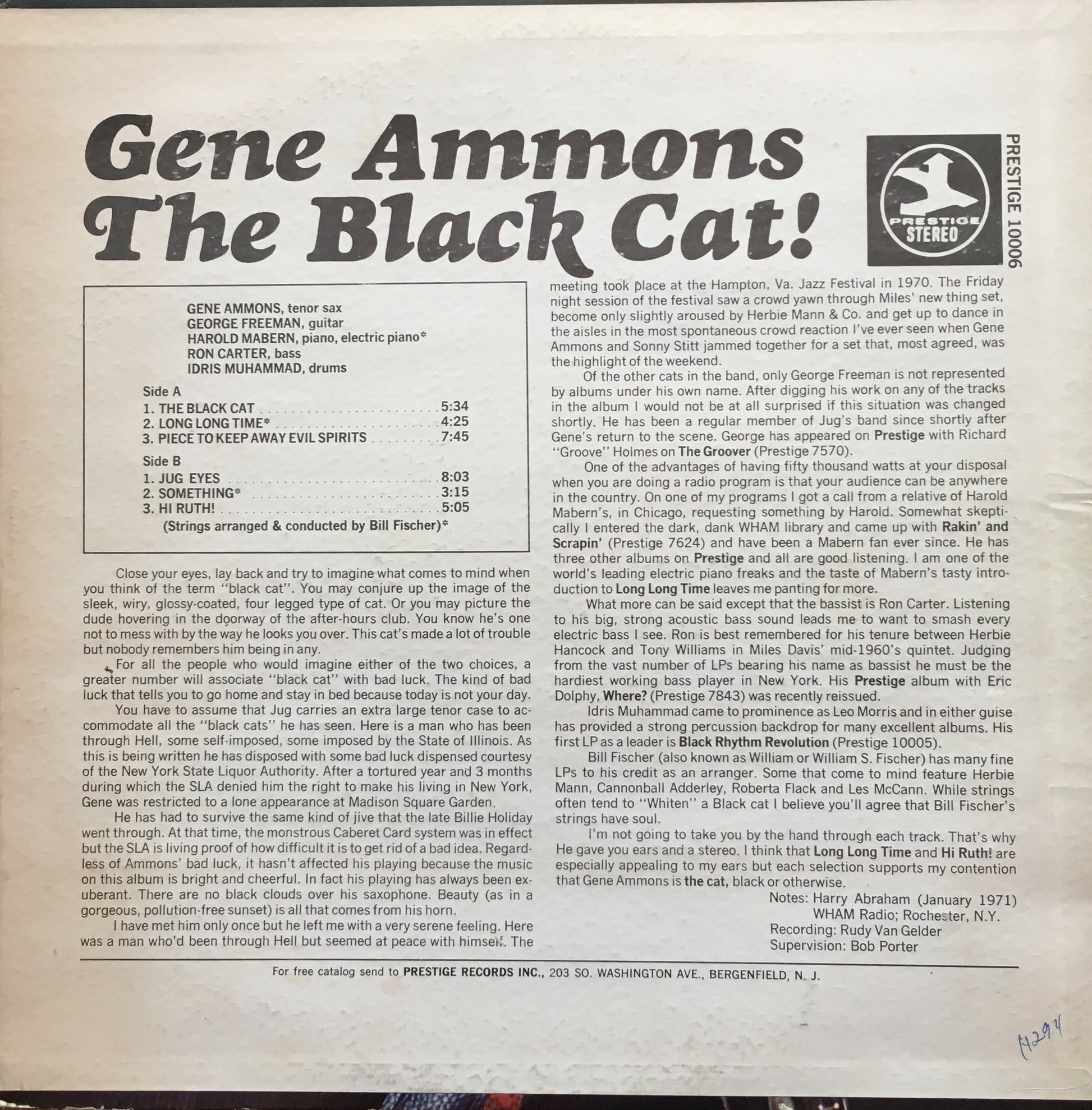 Gene Ammons – The Black Cat! - monads records