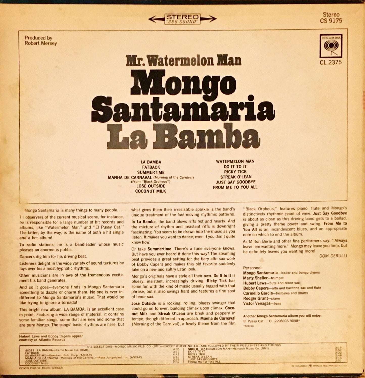 Mr. Watermelon Man Mongo Santamaria – La Bamba - monads records