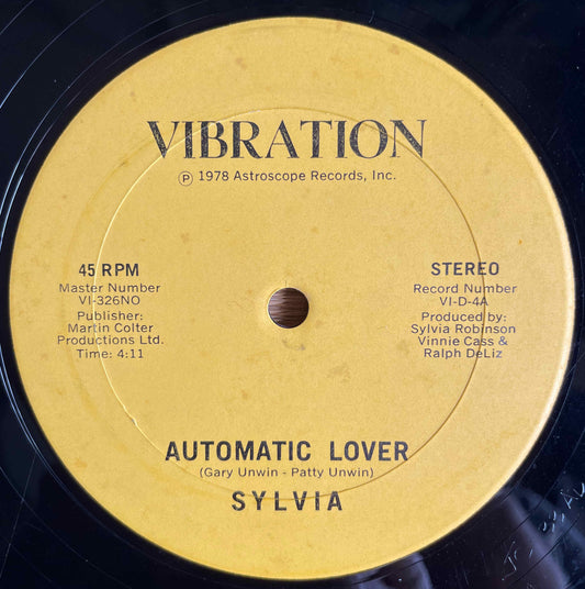 Sylvia – Automatic Lover 12inch single Label image