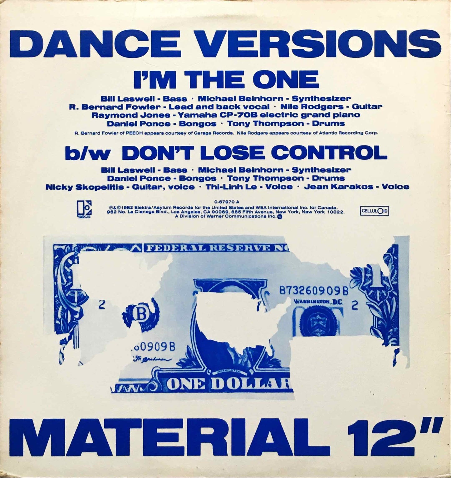 Material – I'm The One-12inch single sleeve image back