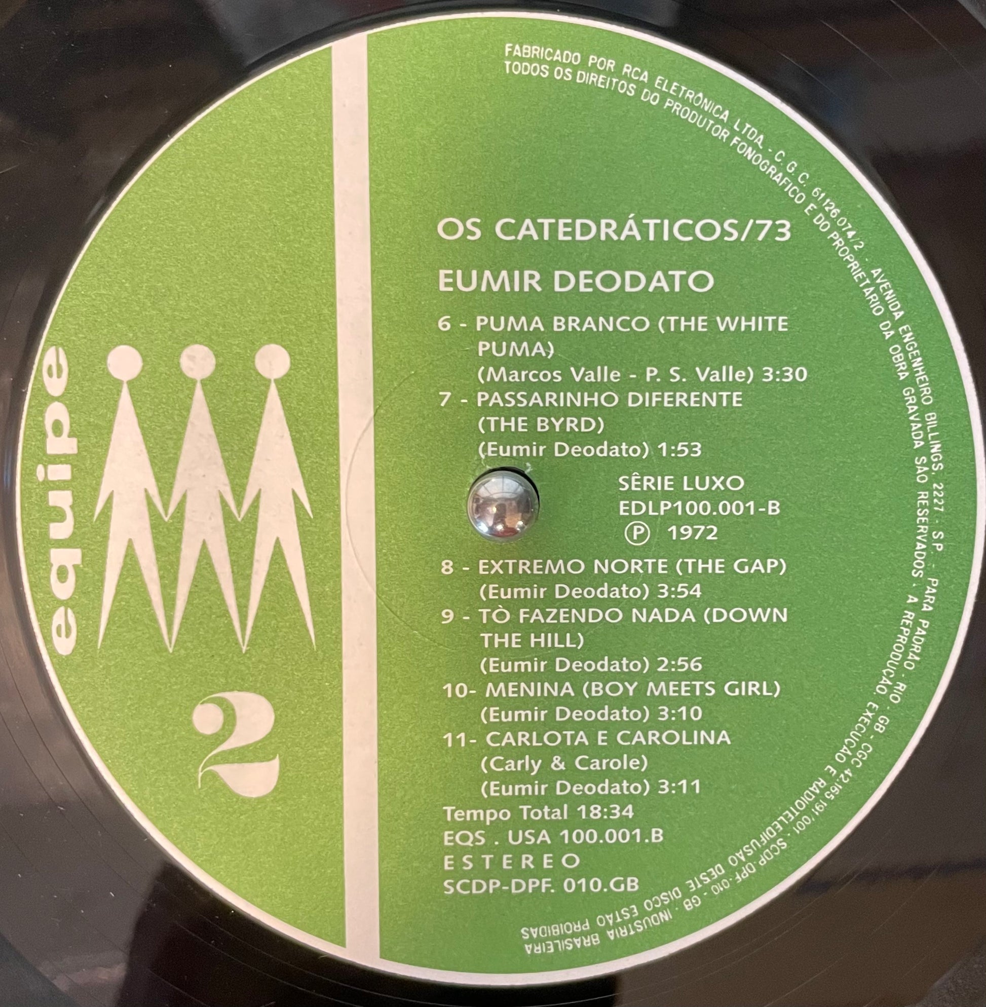 Eumir Deodato – Os Catedráticos 73　LP label image back