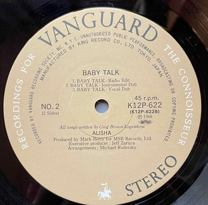 Alisha, Alisha - Baby Talk = ベイビー・トーク　12 inch single label image back 2