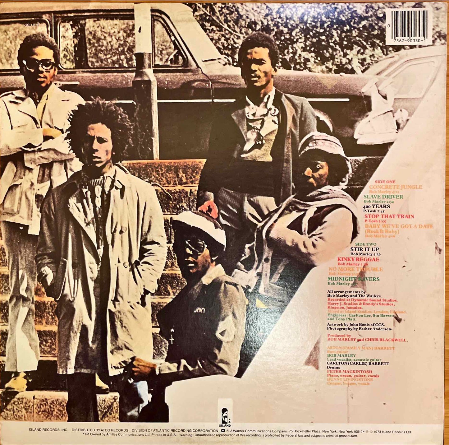 Bob Marley And The Wailers – Catch A Fire LP sleeve image back