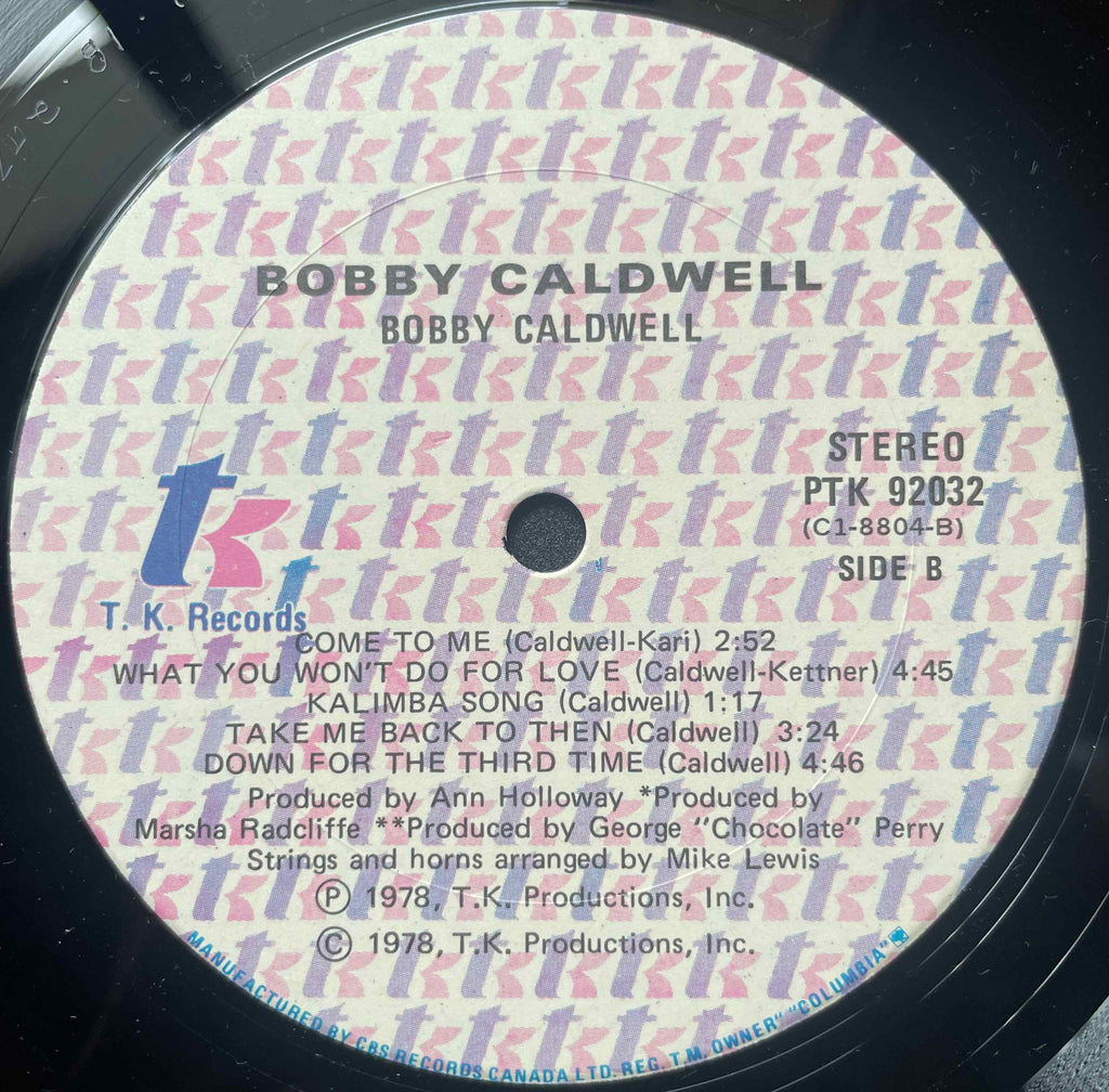 Bobby Caldwell – Bobby Caldwell LP Label image back