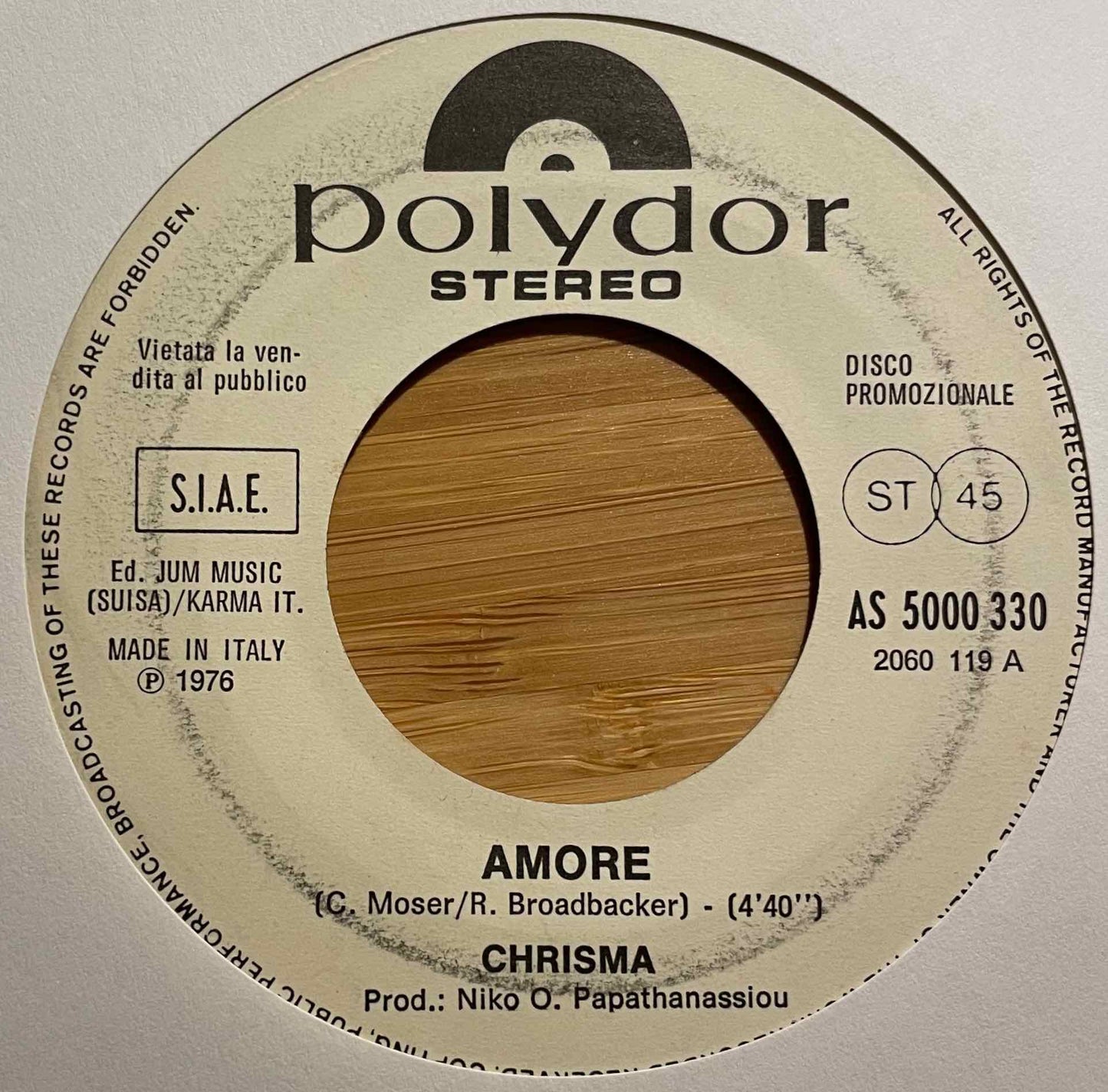 Chrisma-Amore 7" single label image front
