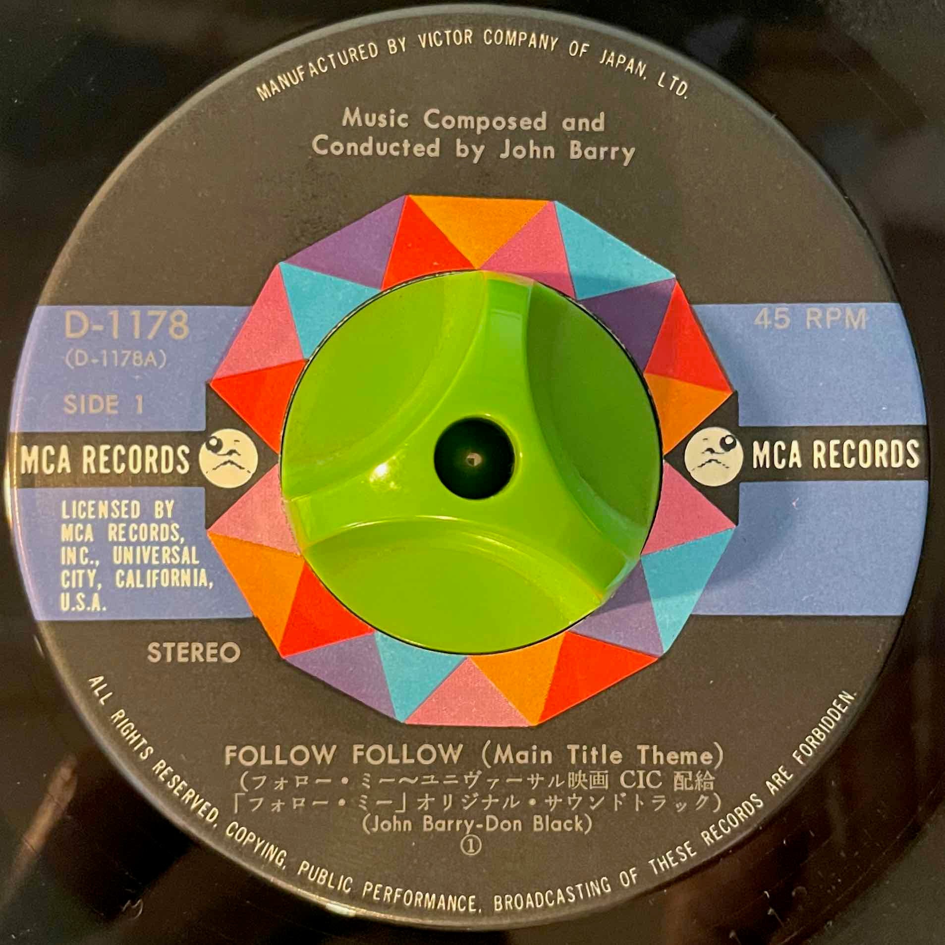 John Barry – フォロー・ミー Follow Me ! EP 7" single label image front