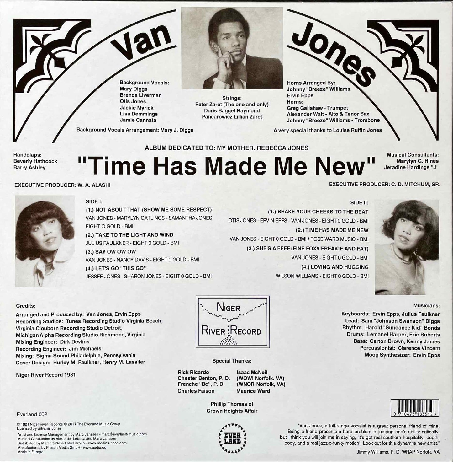 Van Jones - Time Has Made Me New LP sleeve back