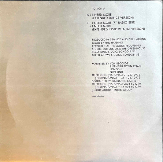 XS-5 – I Need More 12 inch single sleeve image back