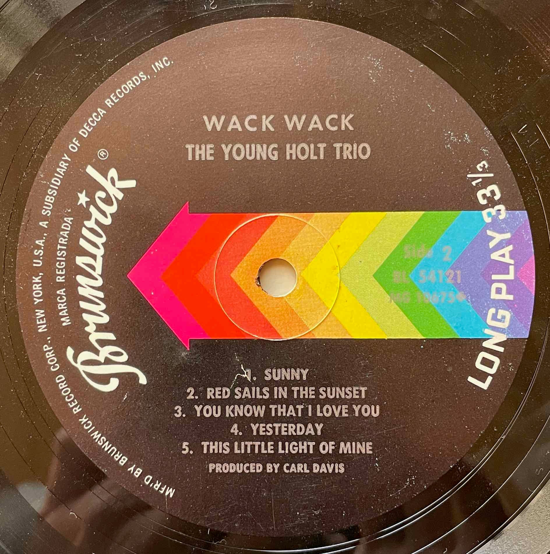 Young Holt Trio - Wack Wack LP label image back 2