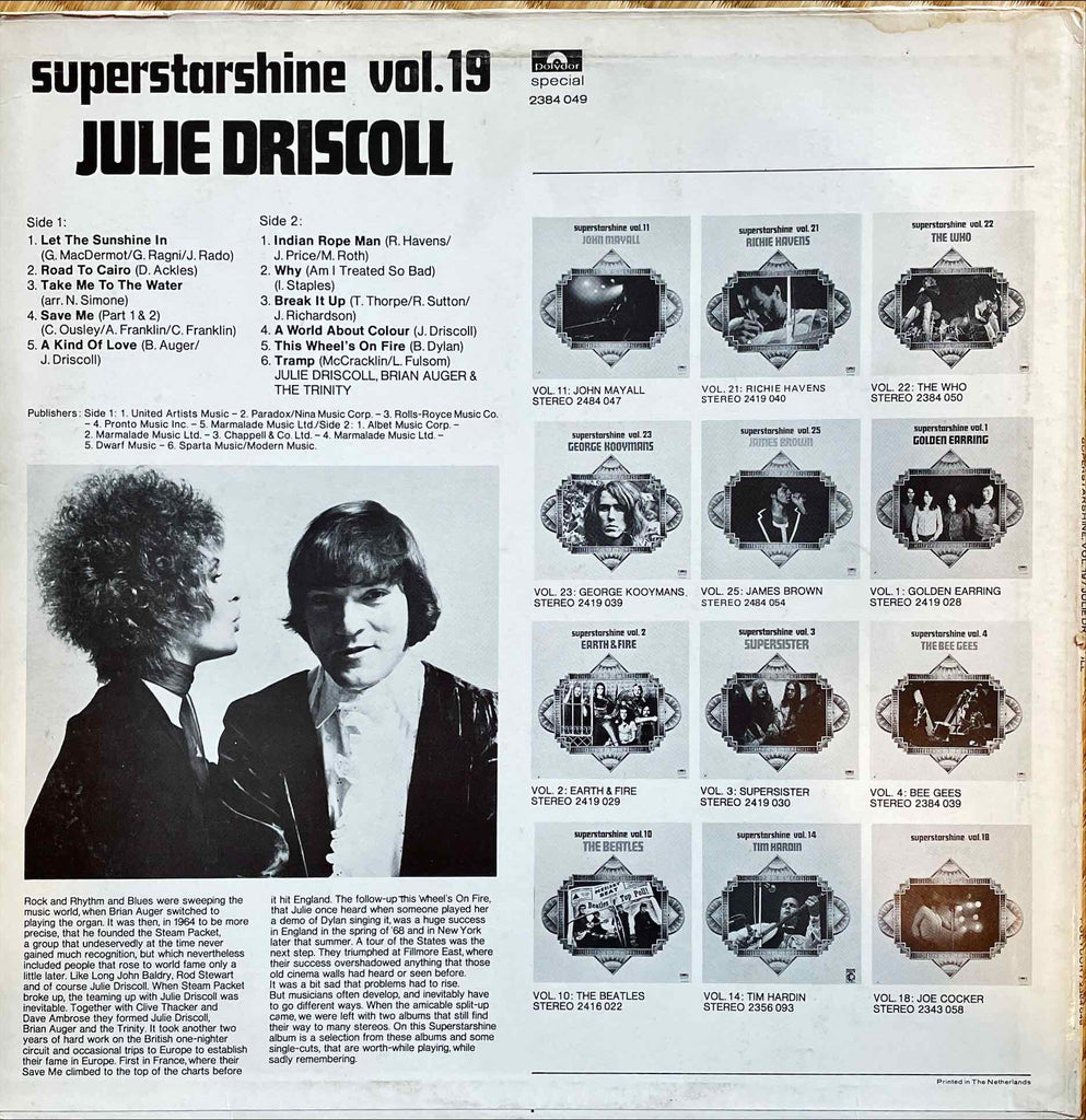 Julie Driscoll, Brian Auger & The Trinity – Superstarshine Vol. 19 LP Sleeve Image back