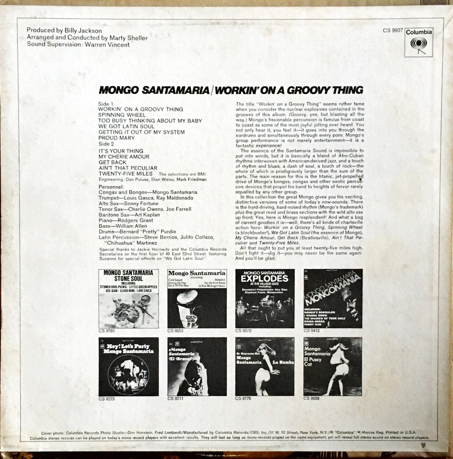 Mongo Santamaria ‎– Workin' On A Groovy Thing - monads records