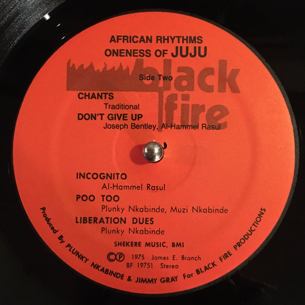 Oneness Of Juju ‎– African Rhythms LP label image back
