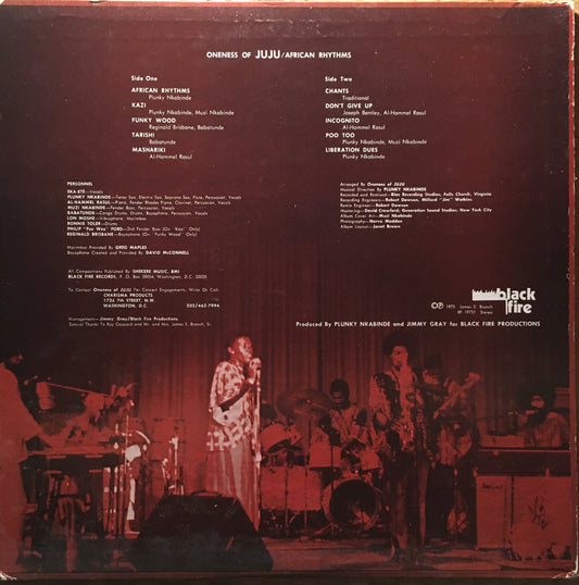 Oneness Of Juju – African Rhythms LP sleeve image back