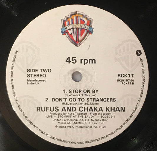 Rufus And Chaka Khan – Ain't Nobody 12inch single label image SIDE TWO
