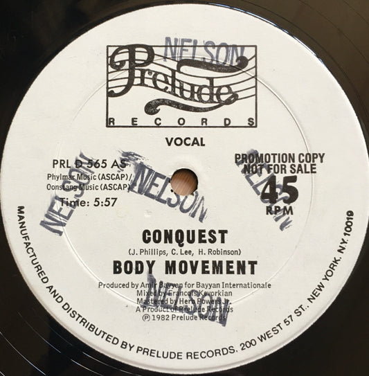 Conquest – Body Movement 12inch single label image vocal